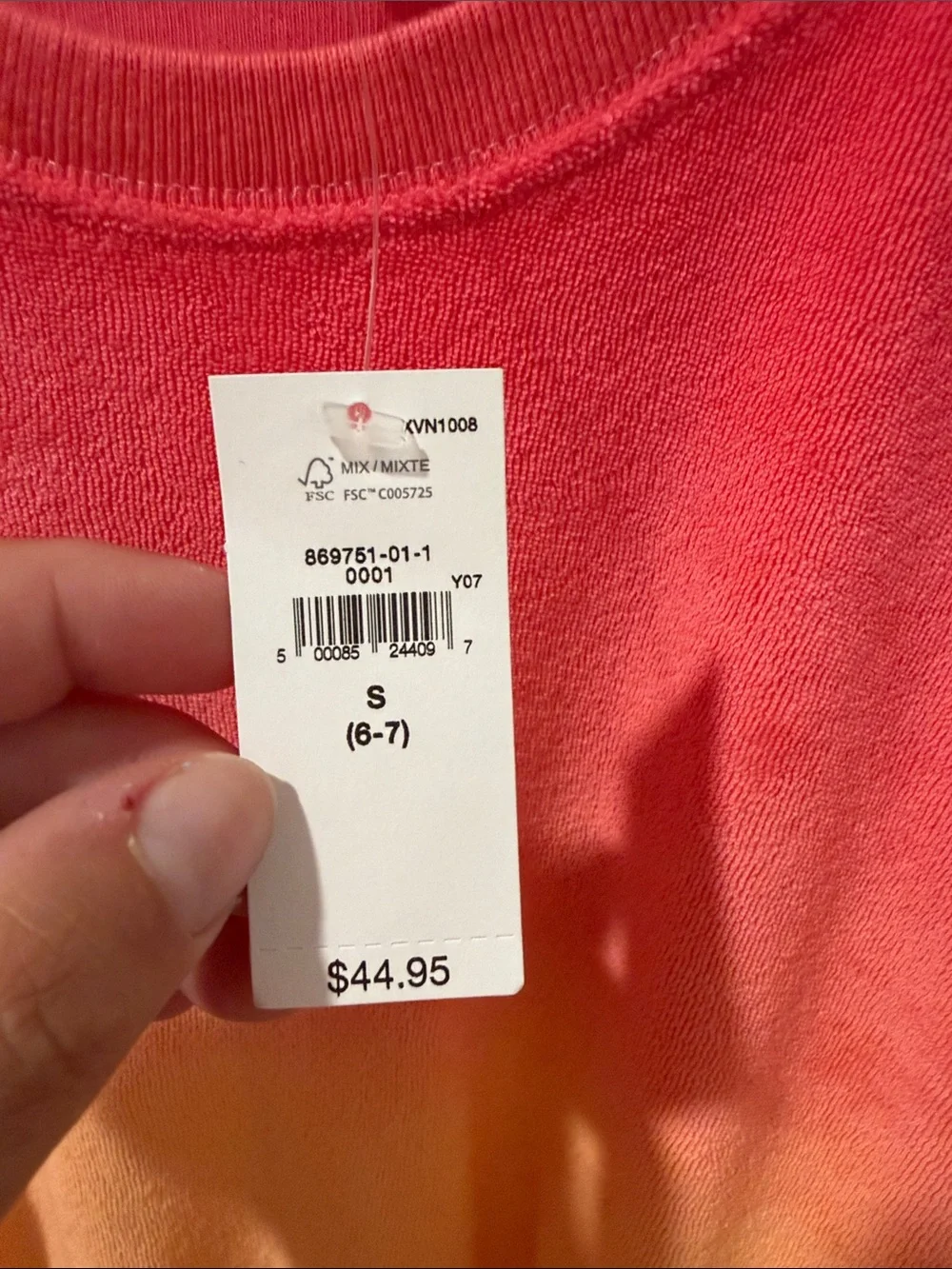 GAP girls Pink-to-Orange Ombre Terry Shirt size 6-7 NWT
